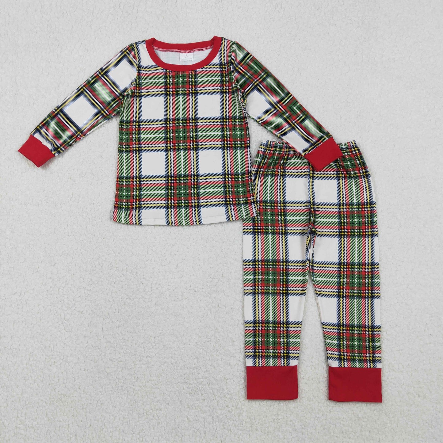 RTS Girls Kids Long Sleeves Christmas Plaid Shirt Pants Pajamas Clothes Set