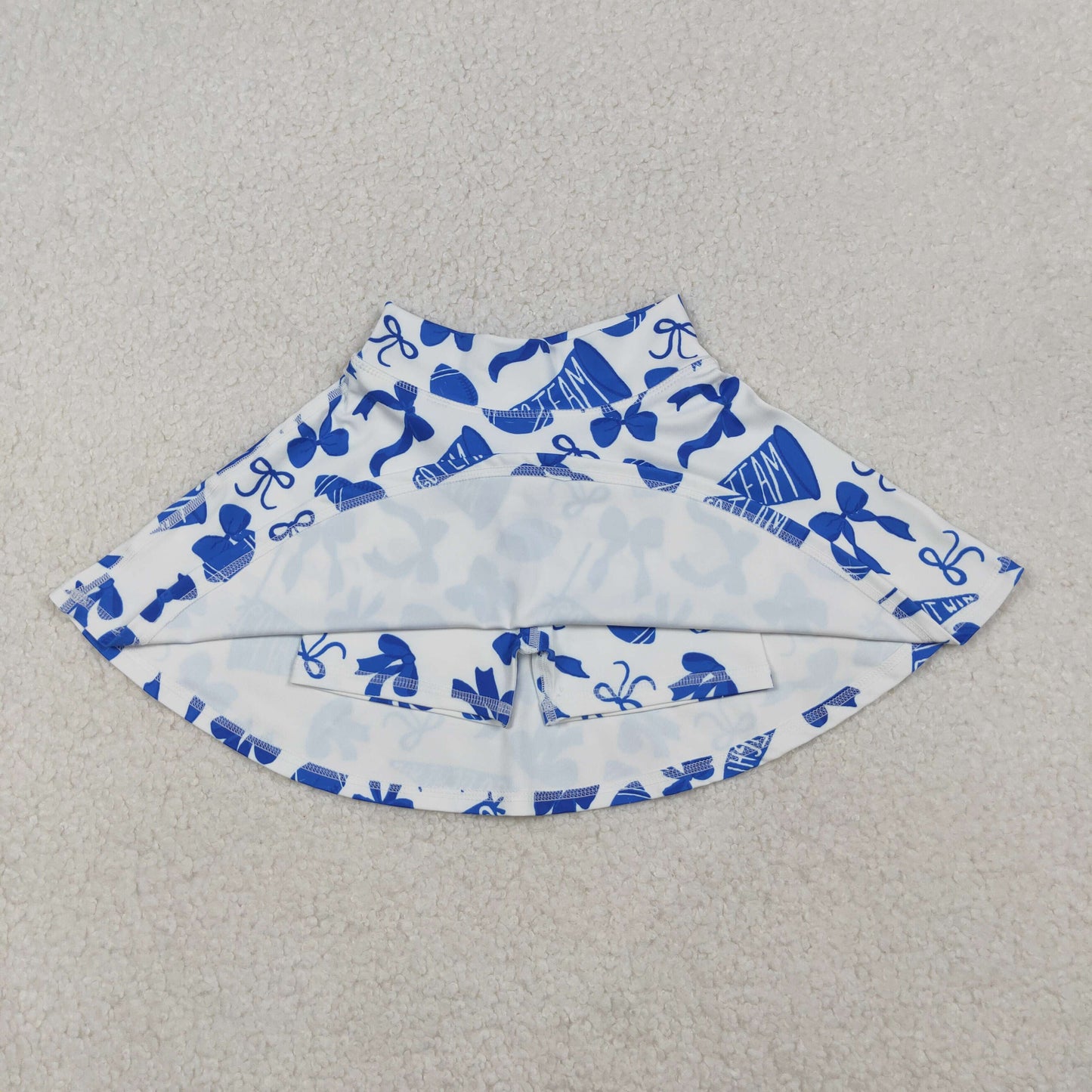 RTS Baby Girl Blue Football Bows Cheer Summer Yoga Active Shorts Skirt Skort