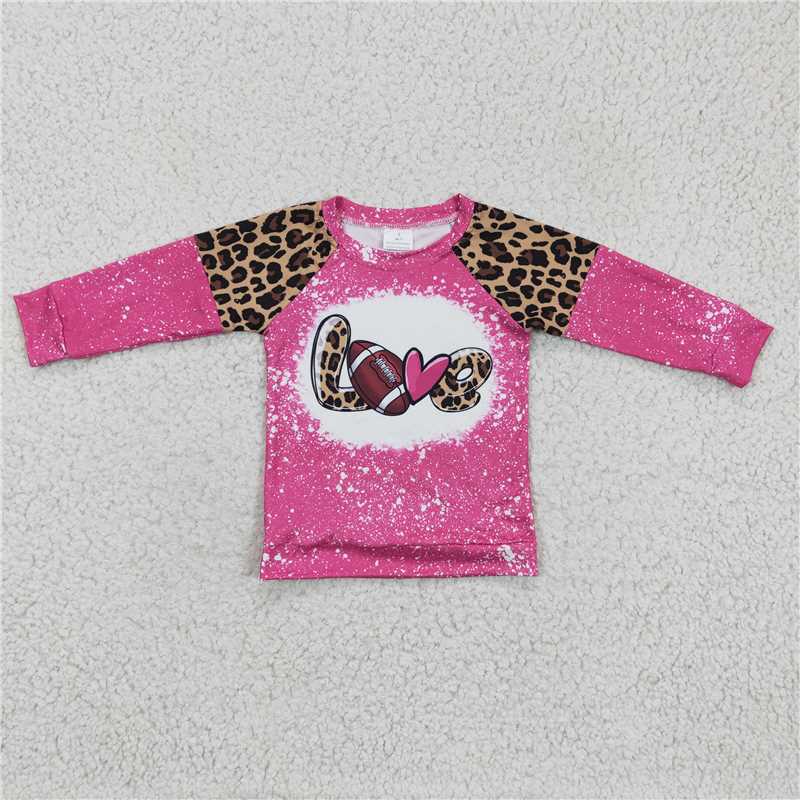 7.8 RTS NO MOQ Baby Girls Long Sleeve GT0082 Love Baseball Long Sleeve Shirts Tops