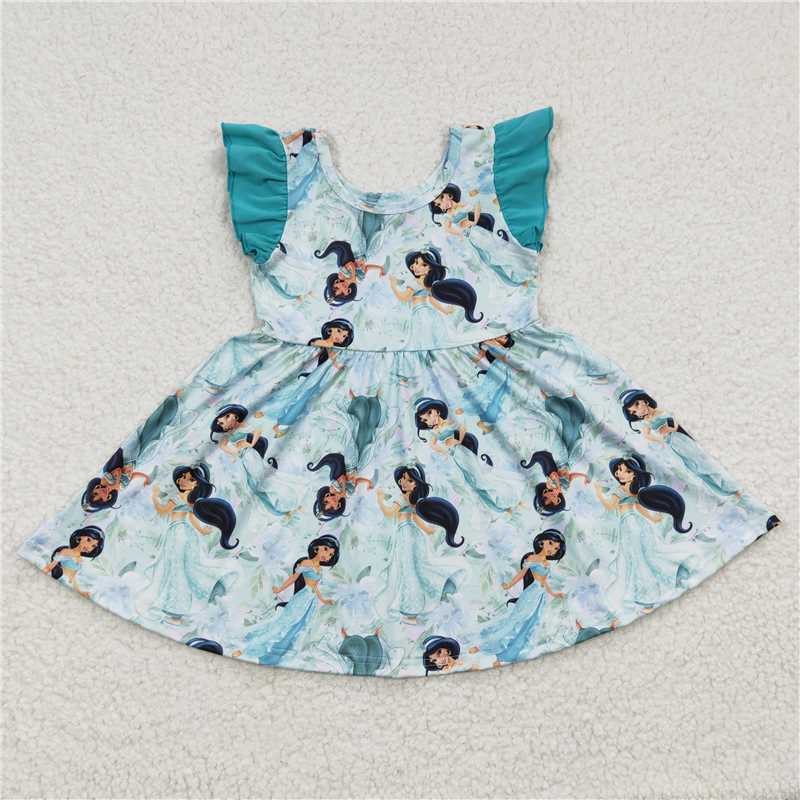 8.4 RTS NO MOQ Summer Baby Girls Dresses GSD0267 Princess Flutter Sleeve Knee Length Dresses