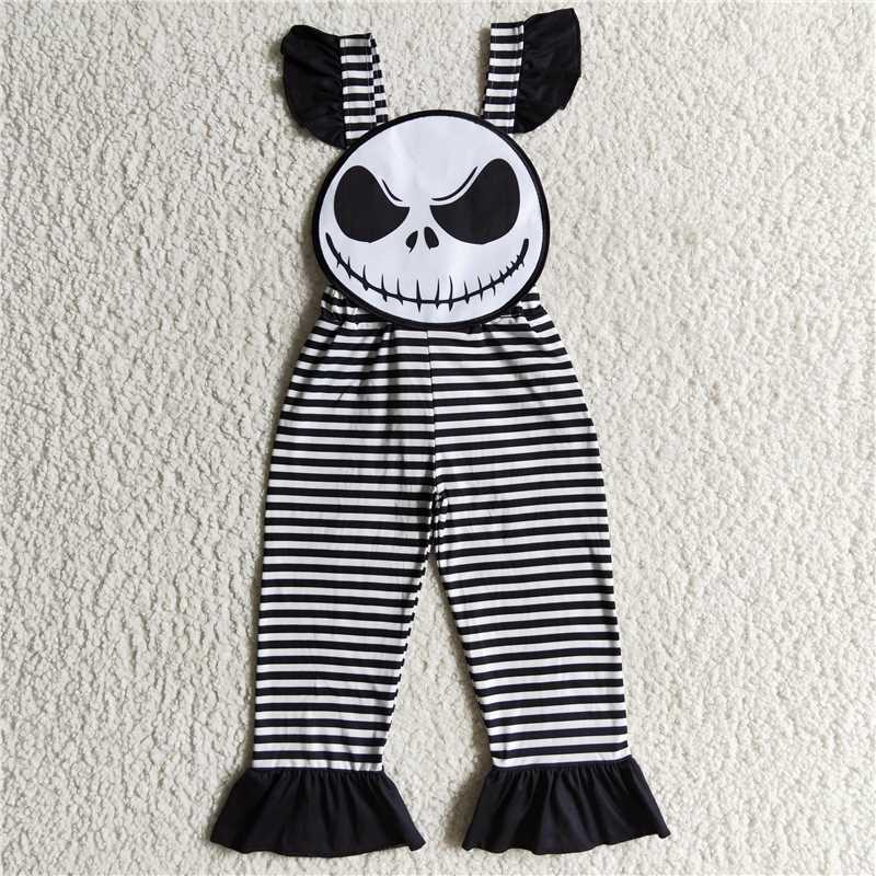 6.25 RTS NO MOQ Summer Baby Girls Bodysuit SR0081 Halloween Black Stripe Jumpsuits Overall
