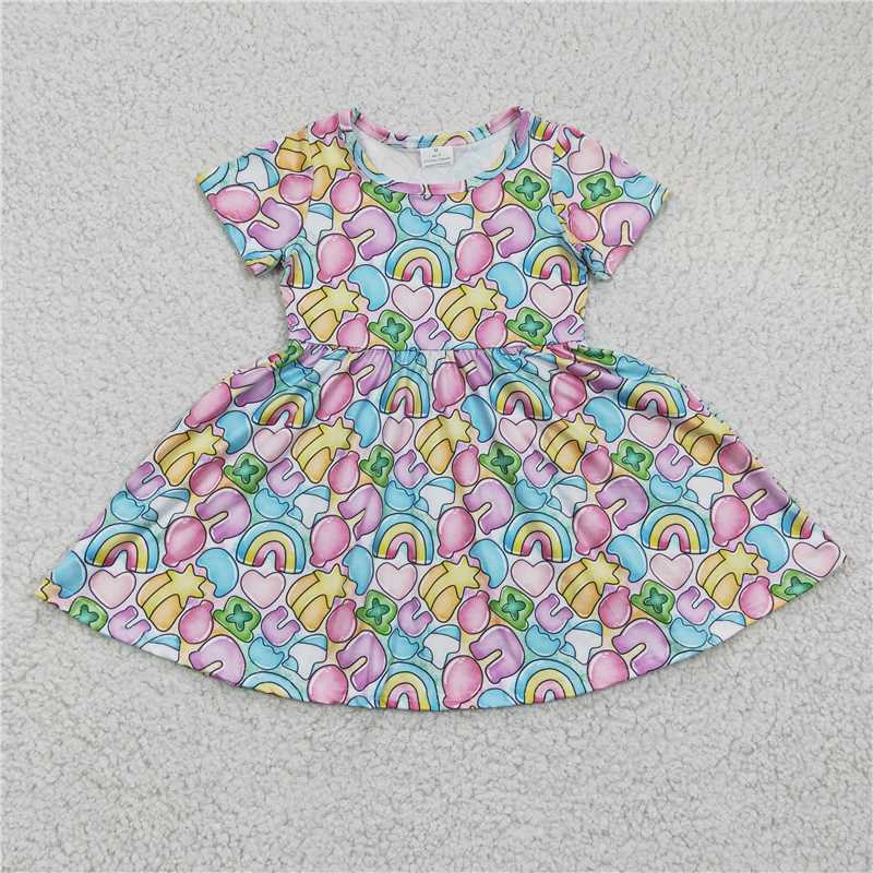 8.4 RTS NO MOQ Summer Baby Girls Dresses GSD0171 St Patrick Day knee length dresses