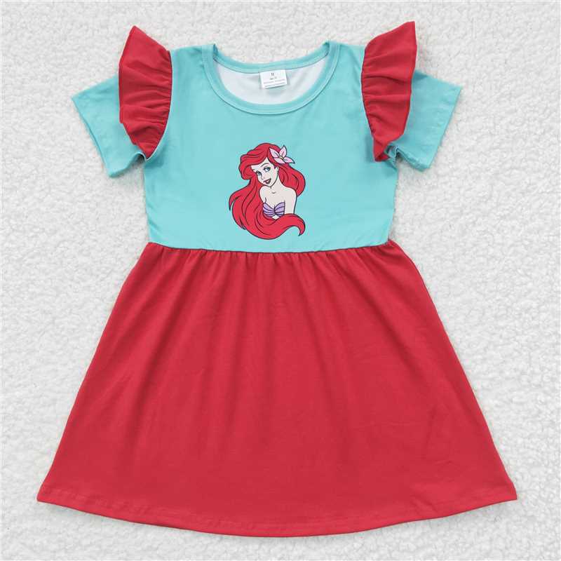8.4 RTS NO MOQ Summer Baby Girls Dresses GSD0250 Short Sleeve Princess Knee Length Dresses