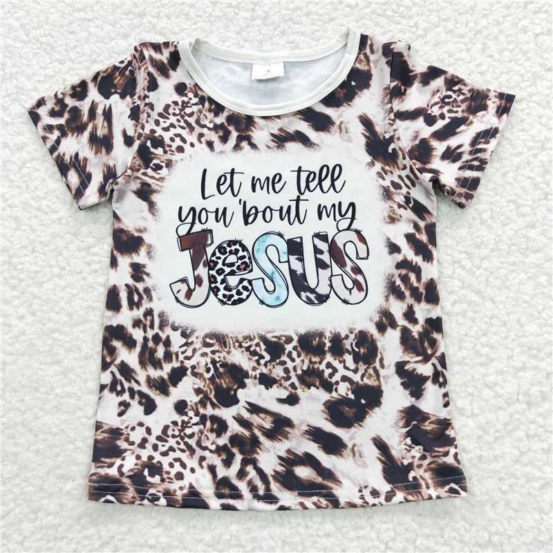 7.24 RTS NO MOQ Summer Baby Girls Short Sleeve GT0196 Tell You About Jesus Short Sleeve Shirts Tops