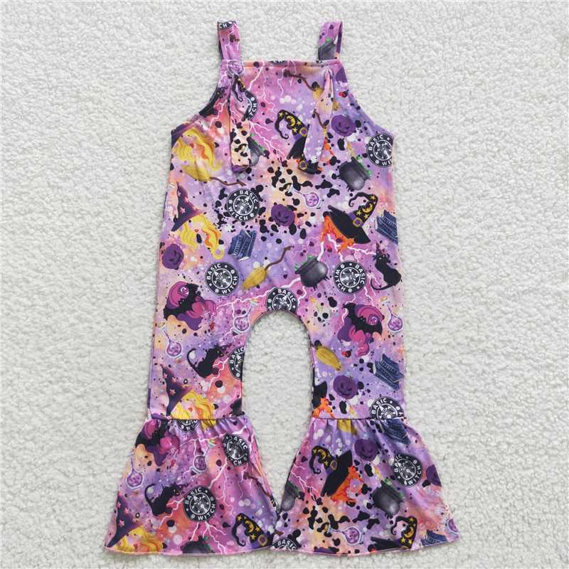 6.2 RTS NO MOQ Summer Baby Girls Bodysuit SR0390 Halloween Purple Straps Jumpsuits