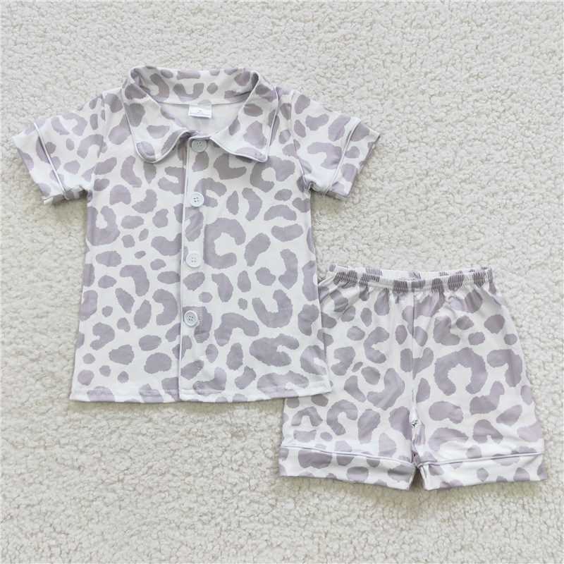 RTS NO MOQ Baby Boys kids Summer Sets BSSO0272 Short Sleeves Leopard Pajamas Sets