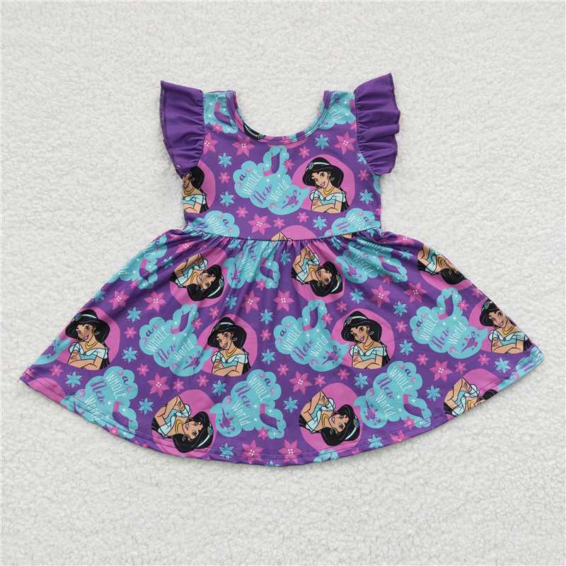 8.4 RTS NO MOQ Summer Baby Girls Dresses GSD0230 Summer Purple Princess Knee Length Dresses