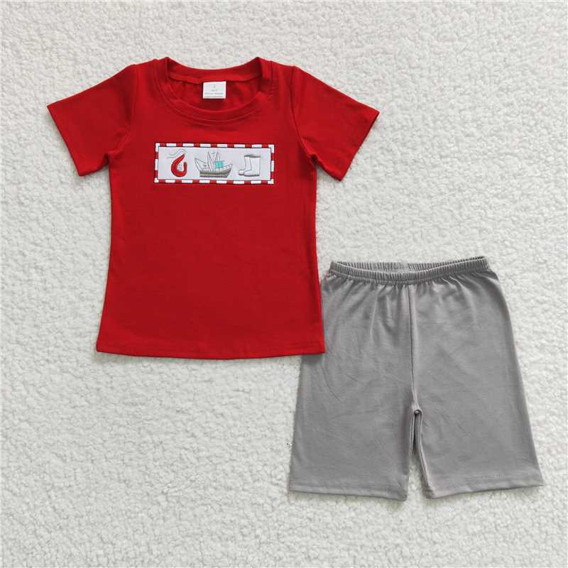 8.9 RTS NO MOQ Baby Boys kids Summer Sets BSSO0144 Lobster Boats Summer Shorts Sets