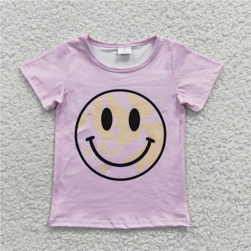 7.24 RTS NO MOQ Summer Baby Girls Short Sleeve GT0192 Lavender Short Sleeve Shirts Tops