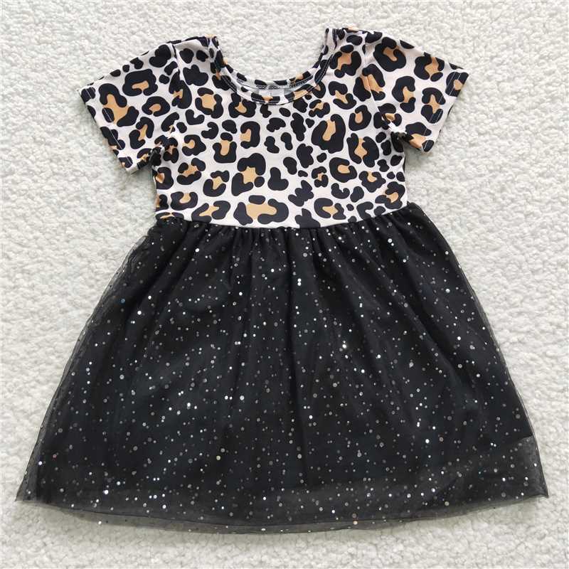 8.2 RTS NO MOQ Summer Baby Girls Dresses GSD0329 Leopard Tutu Knee Length Dresses