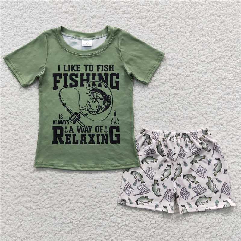 8.8 RTS NO MOQ Baby Boys kids Summer Sets BSSO0257 Fishing Summer Shorts Sets
