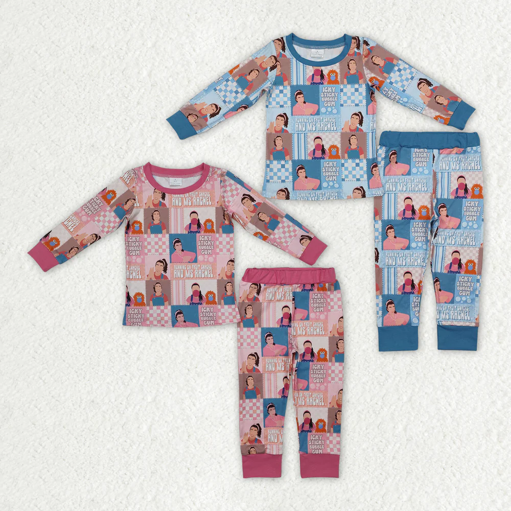 RTS NO MOQ Sibling Boys Baby Girls Long Sleeve Sets Checkered Tops Pants Pajamas Outfits