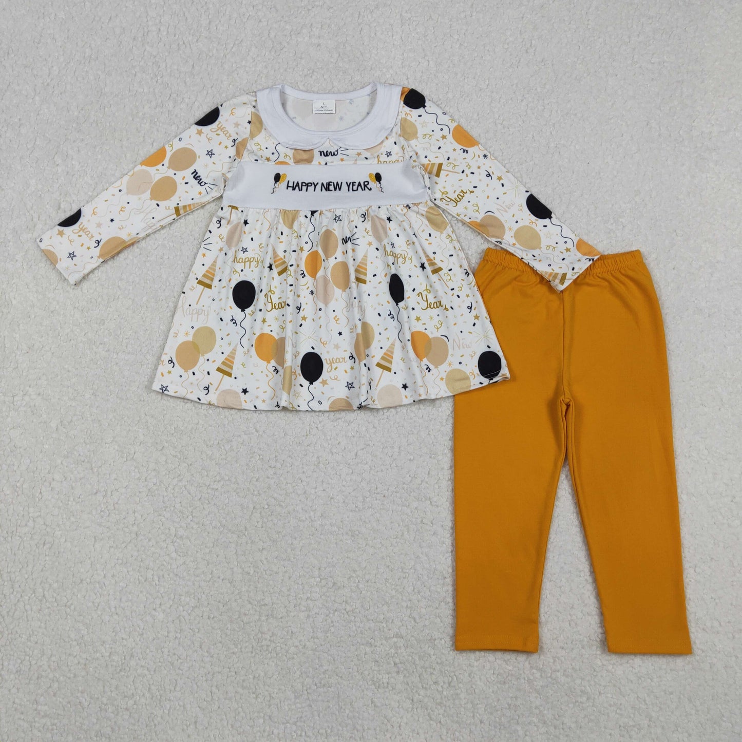 RTS Boys Kids Embroidery Happy New Year Balloons Shirt Pants Clothes Set