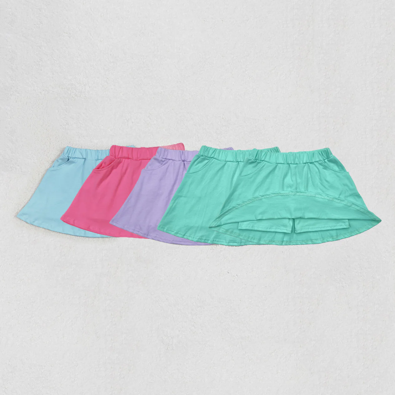 RTS NO MOQ Summer Sibling Baby Girls Pocket Cotton Skorts Skirts