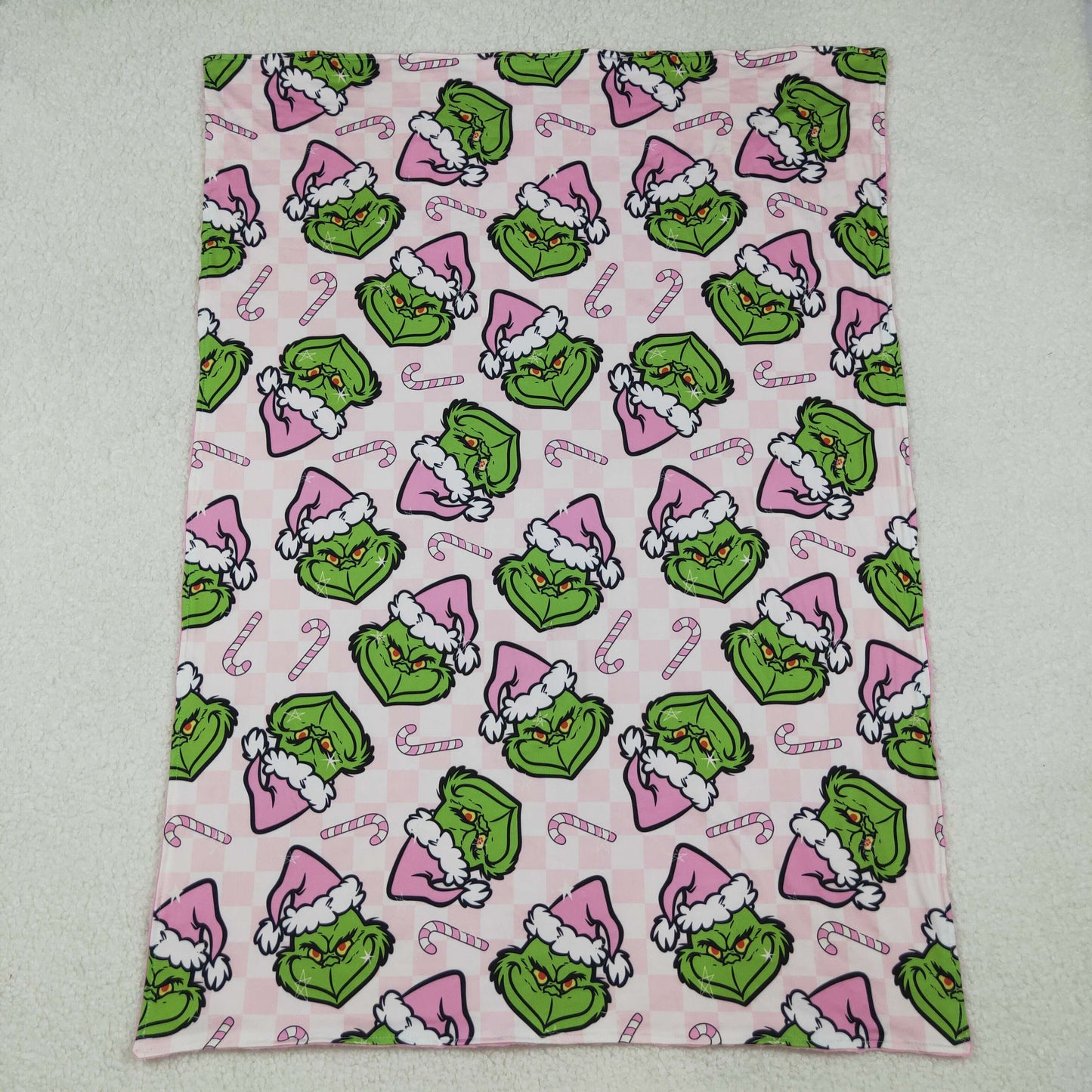 RTS Baby Girl Toddler Green Face Christmas Pink Blanket