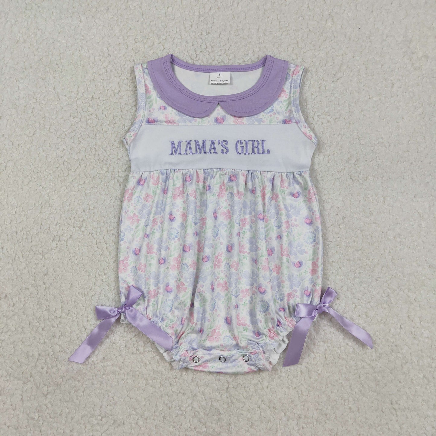 RTS Sibling Baby Girls Kids Sleeveless Embroidery Mama's Girl Flower Romper Dress
