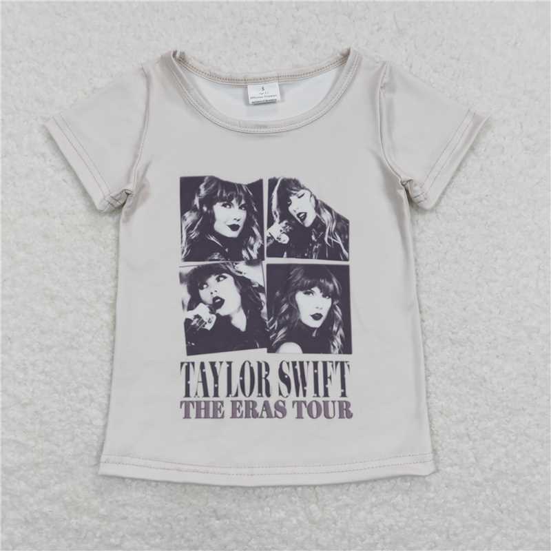 5.20 RTS NO MOQ Summer Baby Girls Short Sleeve GT0435 Singer Black Short Sleeve Tee Shirts Tops