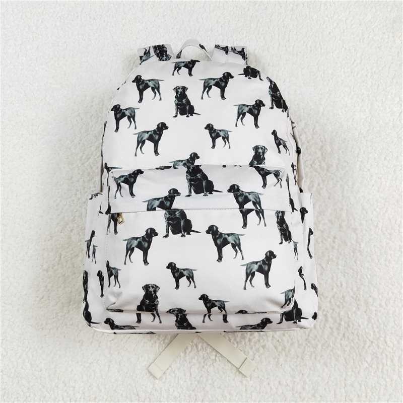 RTS NO MOQ Baby Kids Backpacks BA0230 Dogs Print Black Zip Back Bags