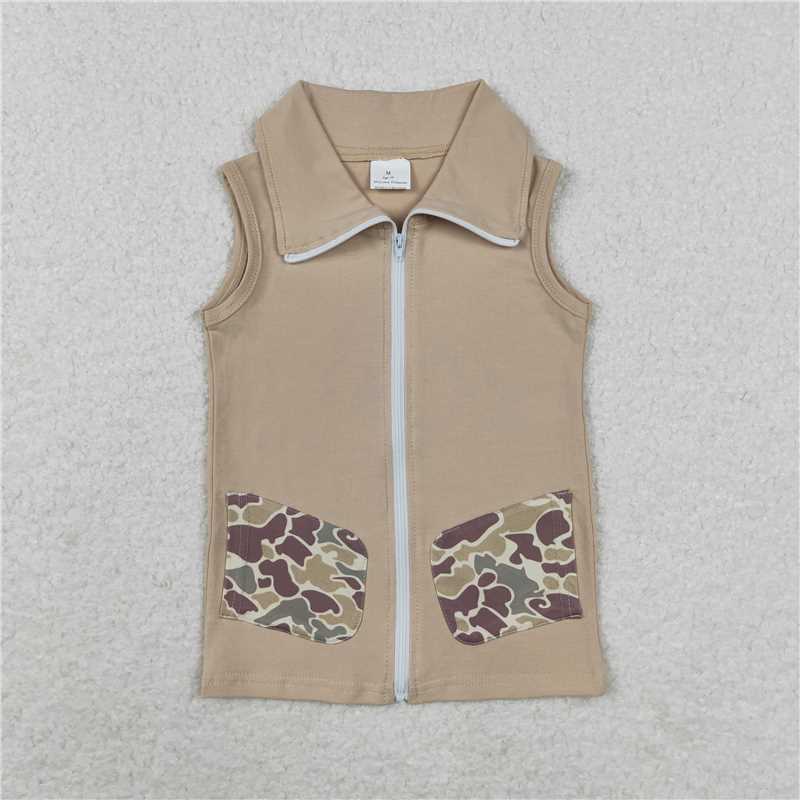 RTS NO MOQ Summer Baby Boys Shirt BT0741 Deer Sleeveless Camo Zip Vest Jackets Tops