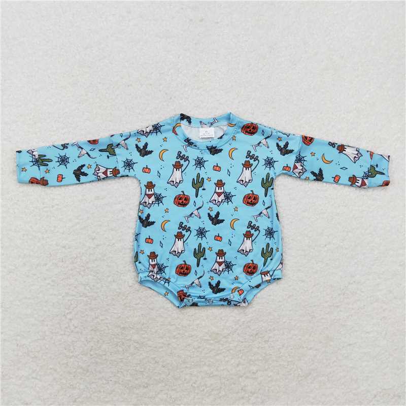 6.4 RTS NO MOQ Baby Boys Bodysuit LR1449 Halloween Western Cactus Long Sleeve Rompers
