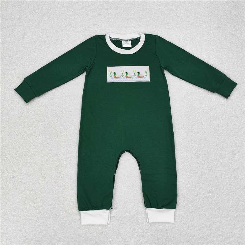 6.4 RTS NO MOQ Baby Boys Bodysuit LR1465 Green Ducks Long Sleeve Rompers