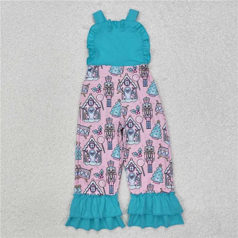 RTS NO MOQ Summer Baby Girls Bodysuit SR2009 Blue Christmas Soldier Straps Jumpsuits