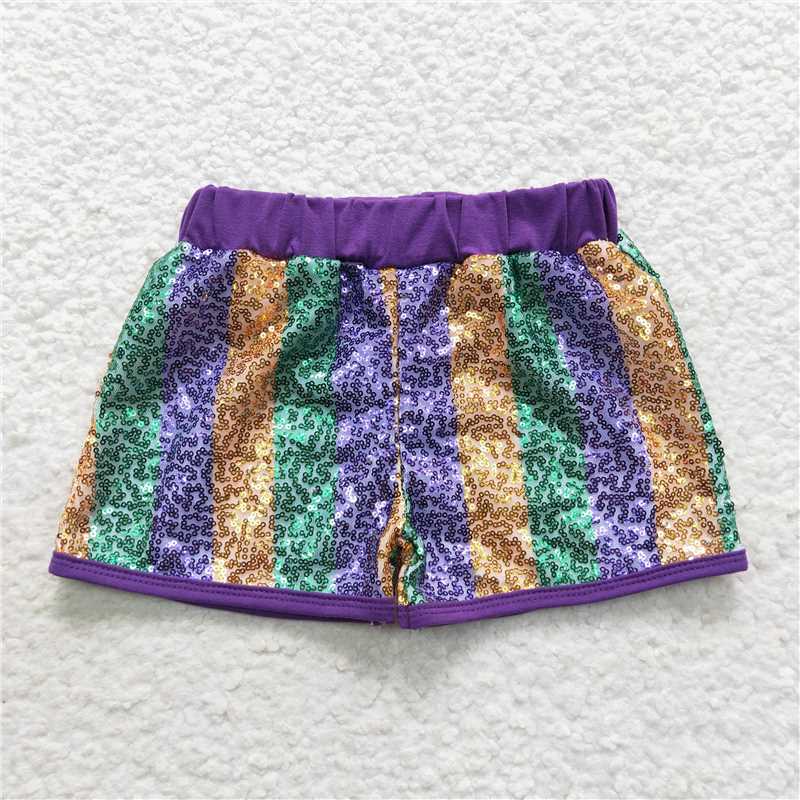 RTS NO MOQ Baby Boys Summer pants SS0116 Purple Green Gold Sequin Shorts