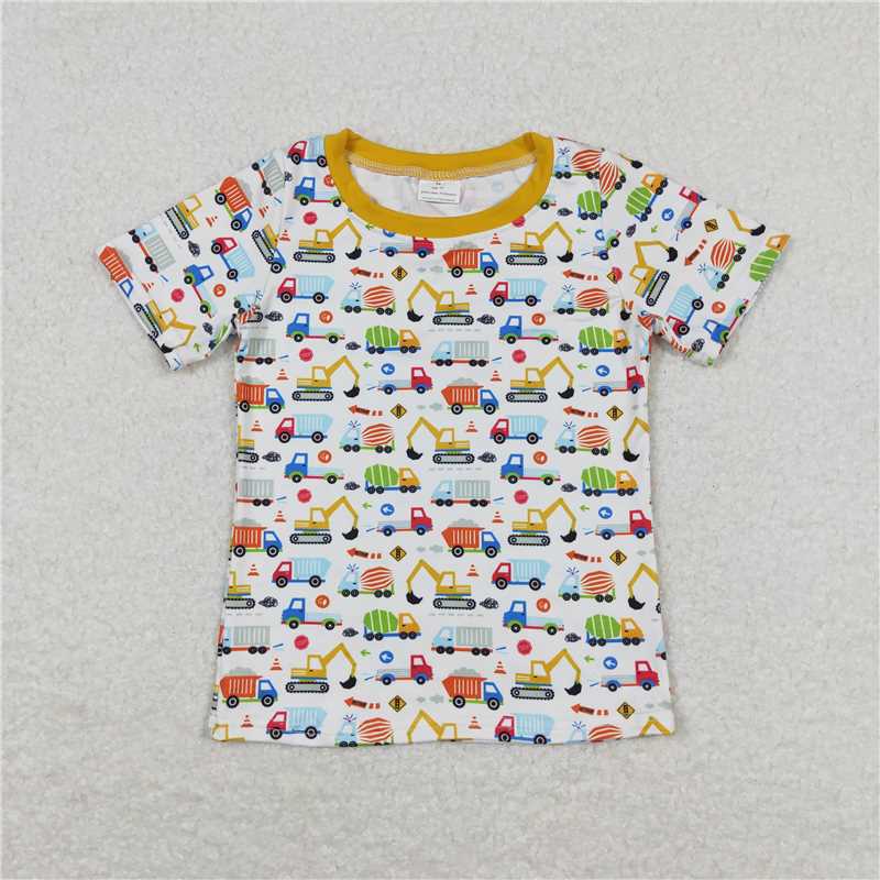 5.21 RTS NO MOQ Summer Baby Boys Shirt BT0555 Construction Short Sleeve Tee Shirts Tops