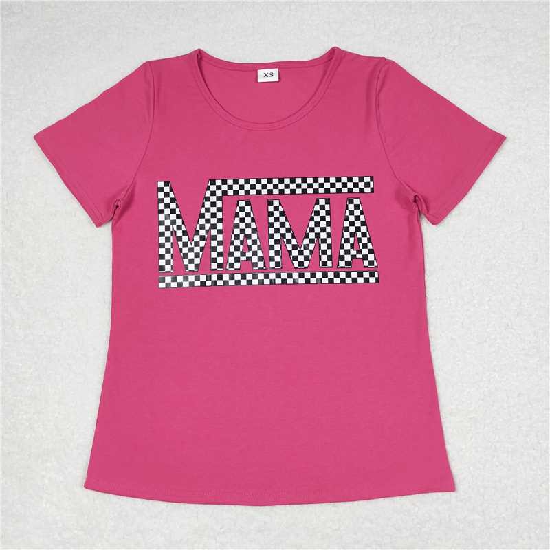 RTS NO MOQ Adult Women Summer Tops GT0574 Mama Pink Short Sleeve Tee Shirts
