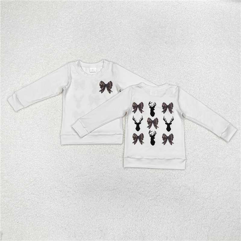 RTS NO MOQ Baby Girls Long Sleeve GT0760 Bows Camo Deers Hunting Tops
