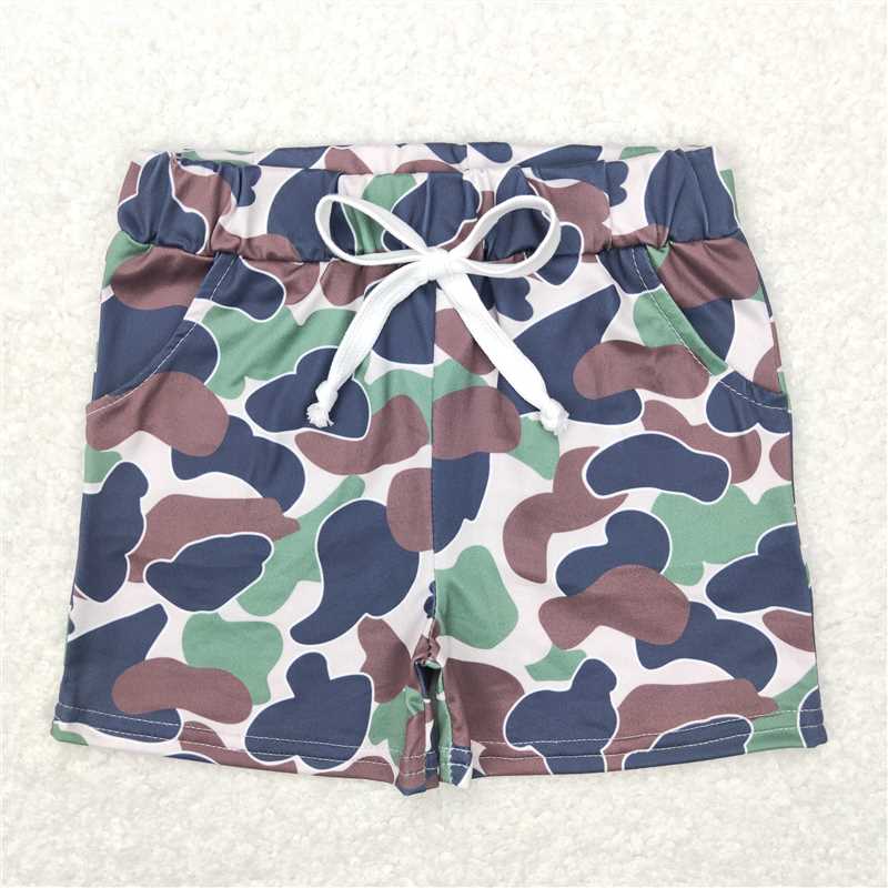 RTS NO MOQ Baby Boys Summer pants SS0141 Green Camo Print Pocket Bottom Shorts