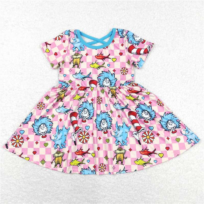 8.1 RTS NO MOQ Summer Baby Girls Dresses GSD0503 Dr Reading Short Sleeve Knee Length Dresses