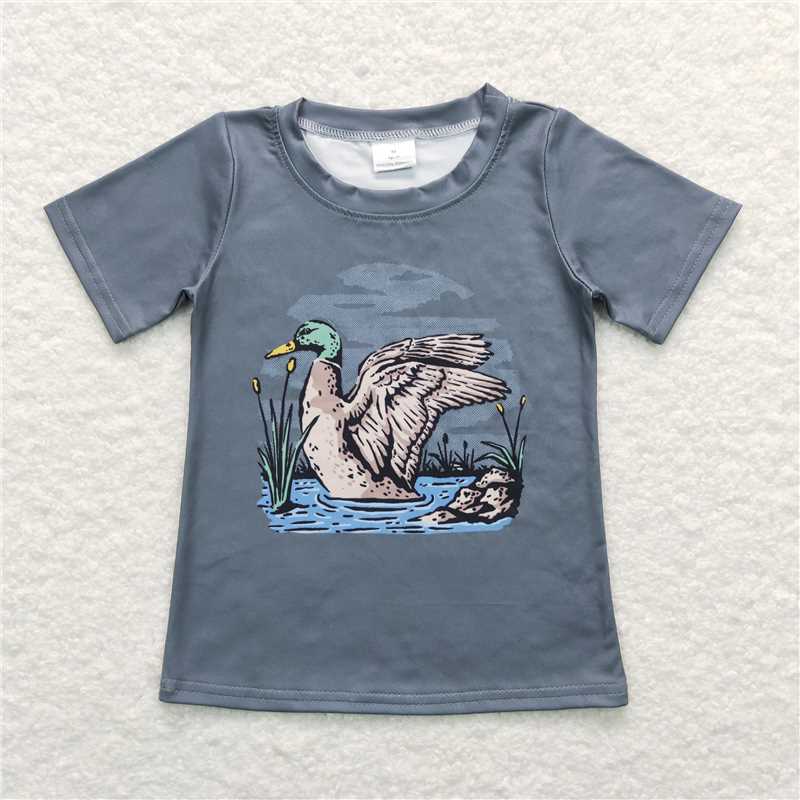 7.17 RTS NO MOQ Summer Baby Boys Shirt BT0508 Hunting Mallard Duck Short Sleeve Tee Shirts Tops