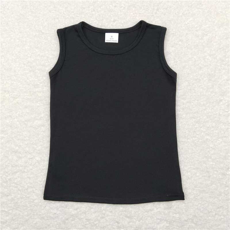 5.20 RTS NO MOQ Summer Baby Girls Short Sleeve GT0419 Black Cotton Sleeveless Tank Tee Shirts Tops