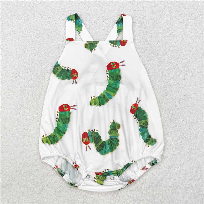 RTS NO MOQ Baby Boys Summer Bodysuit SR1608 White Sleeveless Straps Rompers