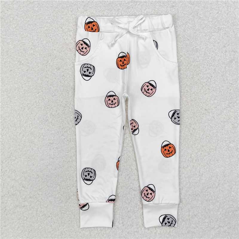 RTS NO MOQ Baby Girls Long Pants P0514 Halloween Pumpkin Basket Pants
