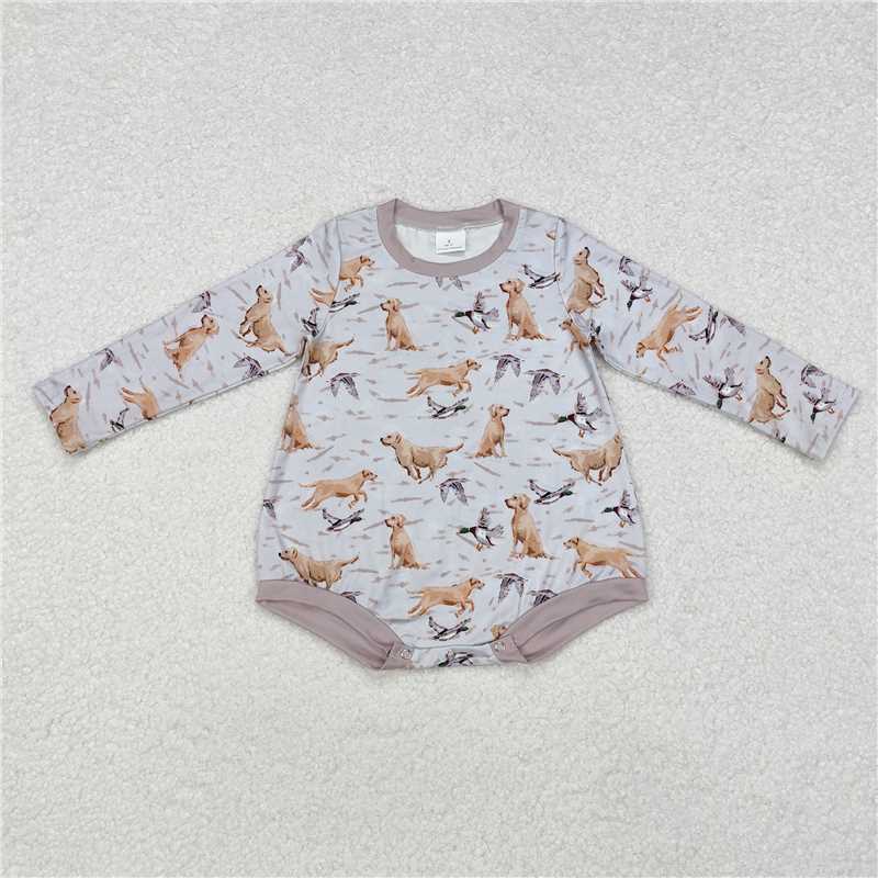 5.13 RTS NO MOQ Baby Boys Bodysuit LR1865 Southern Dog Long Sleeve Hunting Rompers