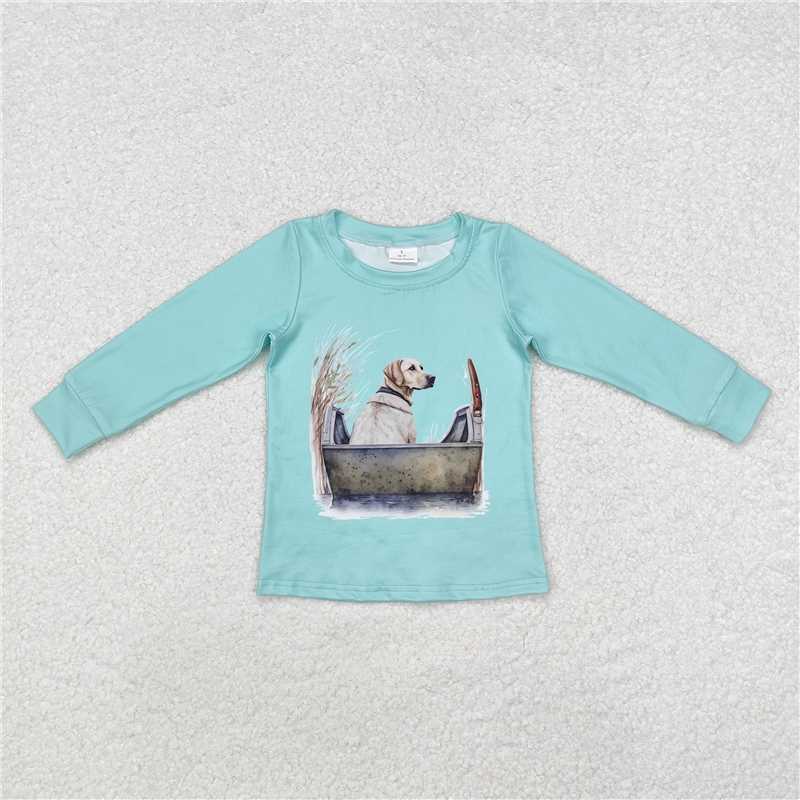 RTS NO MOQ Baby Boys Long Sleeve BT0896 Dog Hunting Fishing Tops