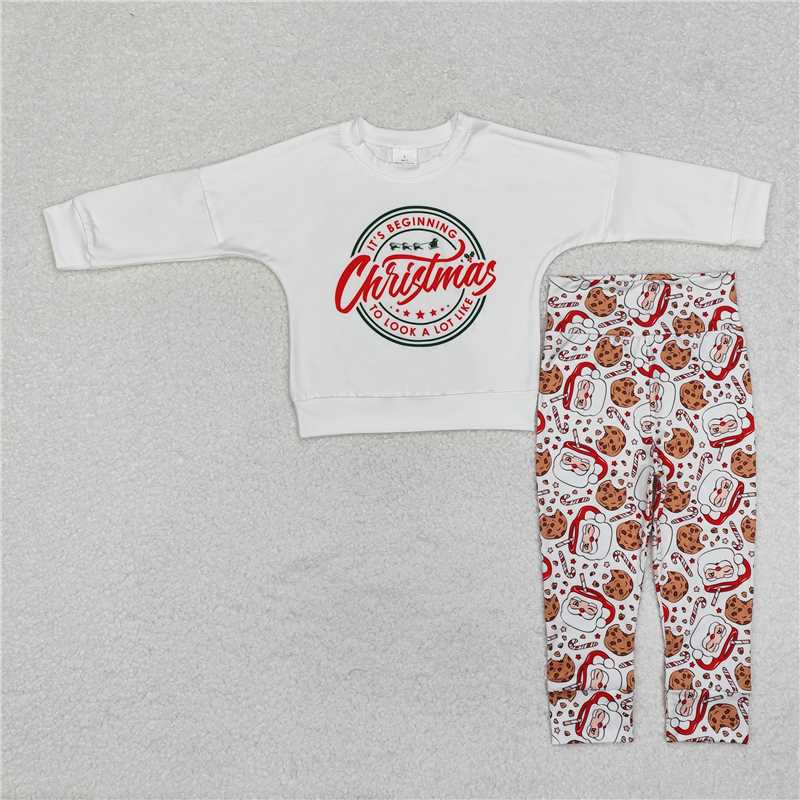 RTS NO MOQ Baby Boys Sets BLP1002 Christmas Santa Cookie Shirt Pants Outfits Clothes Sets