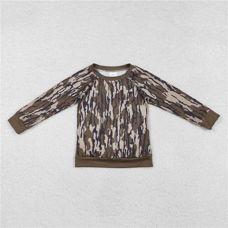 RTS NO MOQ Baby Boys Long Sleeve BT0882 Bottomland Camo Tee Shirts Tops
