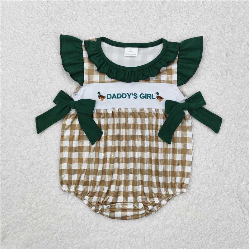 7.11 RTS NO MOQ Summer Baby Girls Bodysuit SR2304 Daddy's Girl Ducks Bows Rompers