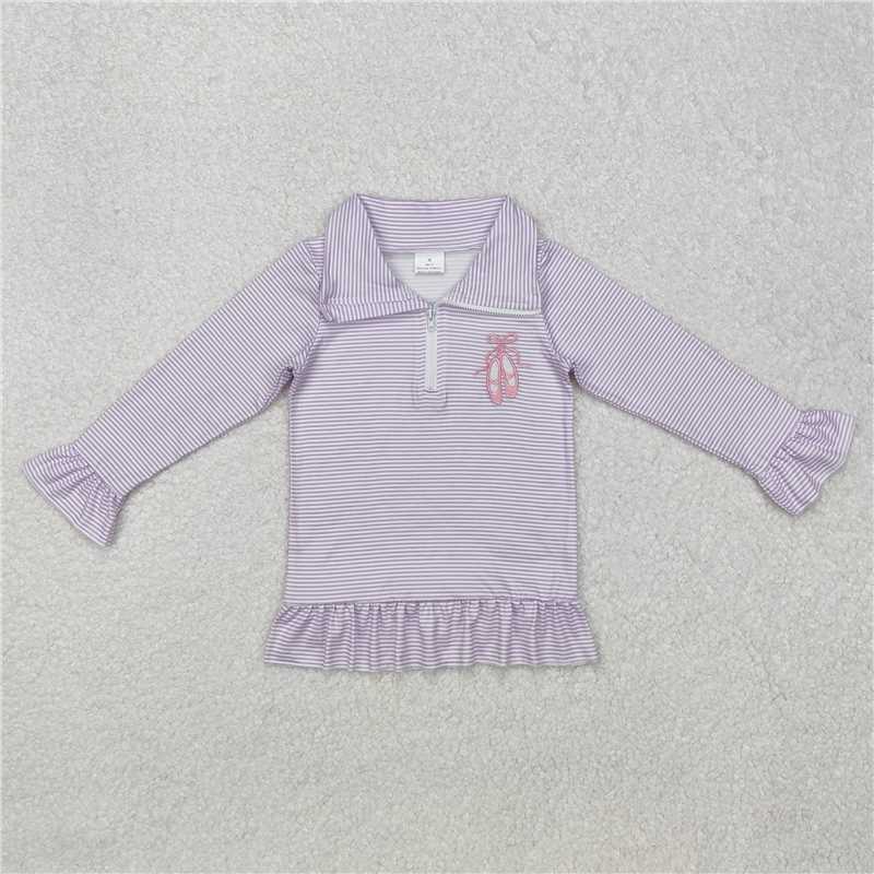 RTS NO MOQ Baby Girls Long Sleeve GT0887 Lavender Dance Shoes Zip Pullovers Tops