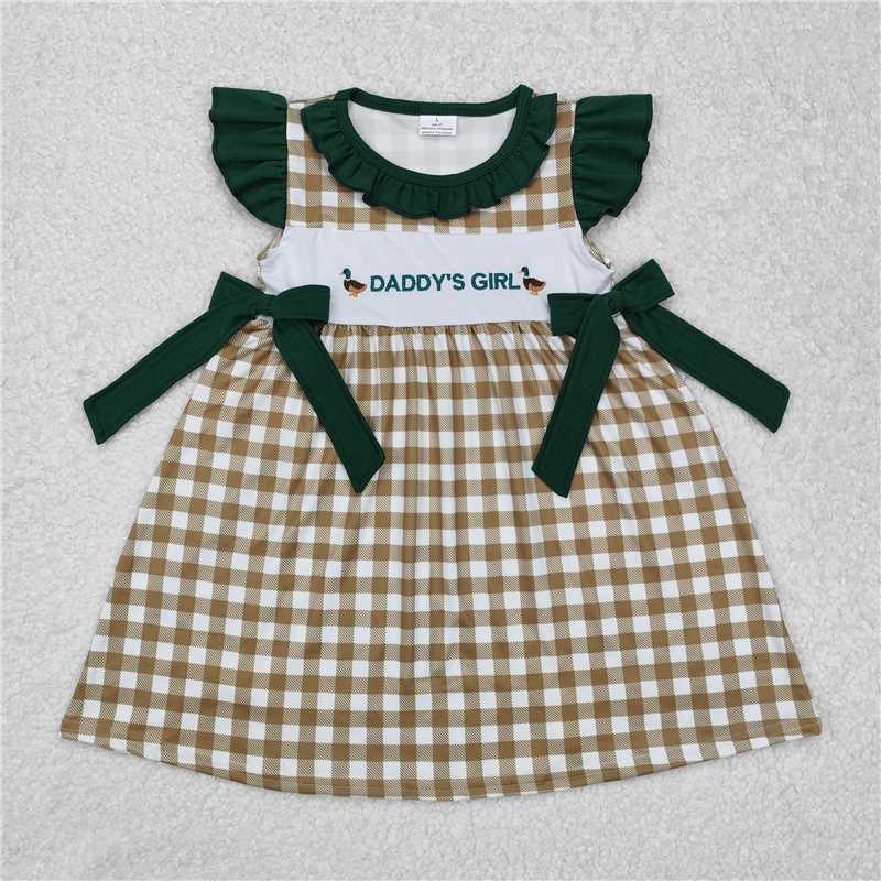 7.9 RTS NO MOQ Summer Baby Girls Dresses GSD1609 Ducks Bows Knee Length Dresses