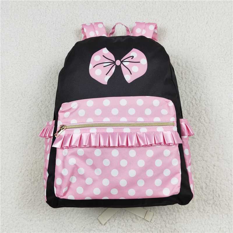 RTS NO MOQ Baby Kids Backpacks BA0183 Pink Polka Dots Bow Backpack Back Bags