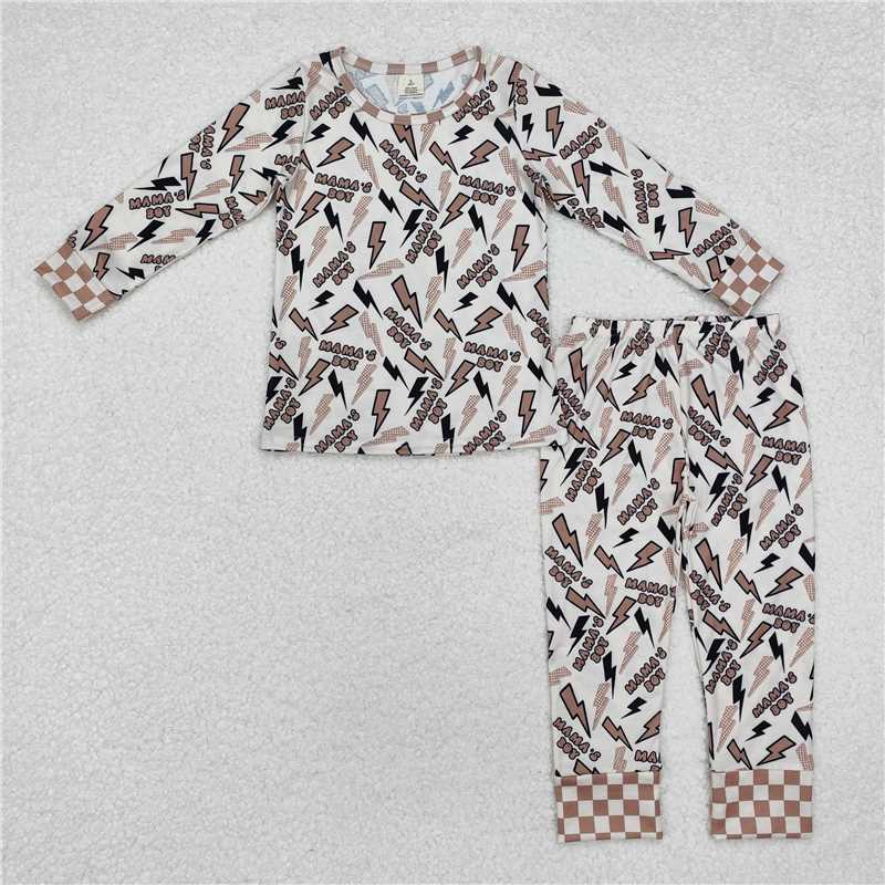 RTS NO MOQ Baby Boys Sets BLP0949 Mama's Boy Lights Bamboo Pajamas Clothes Sets