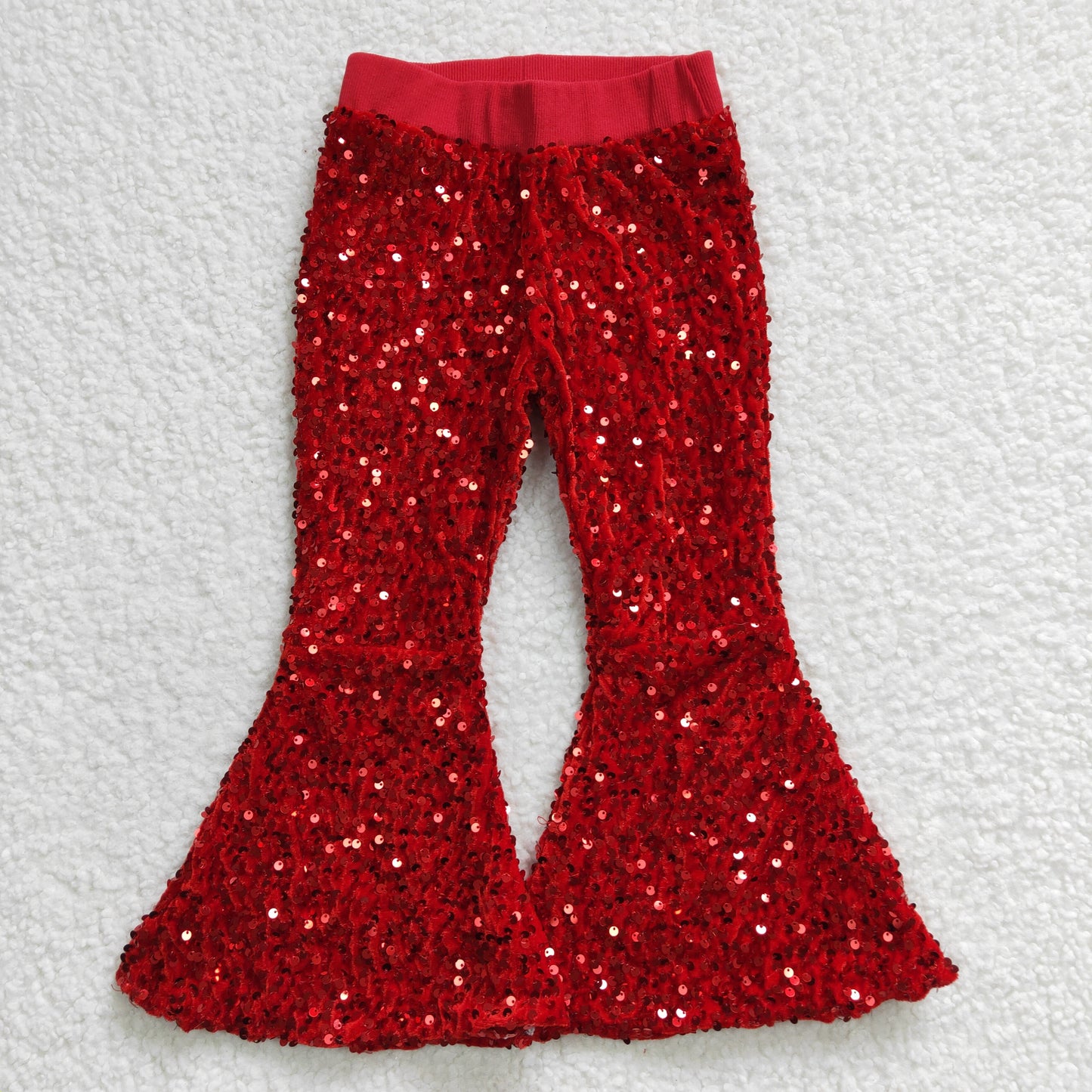 RTS Baby Girl Red Glitter Sequins With Lining Bell Pants