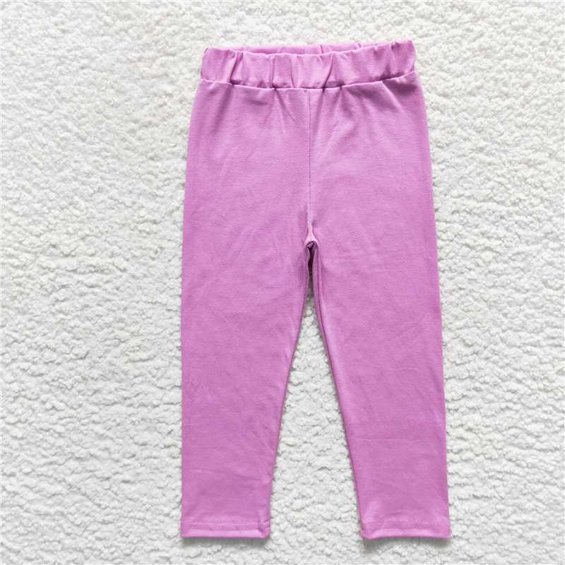 5.23 RTS NO MOQ Baby Girls Long Pants P0211 Lavender Cotton Legging Pants
