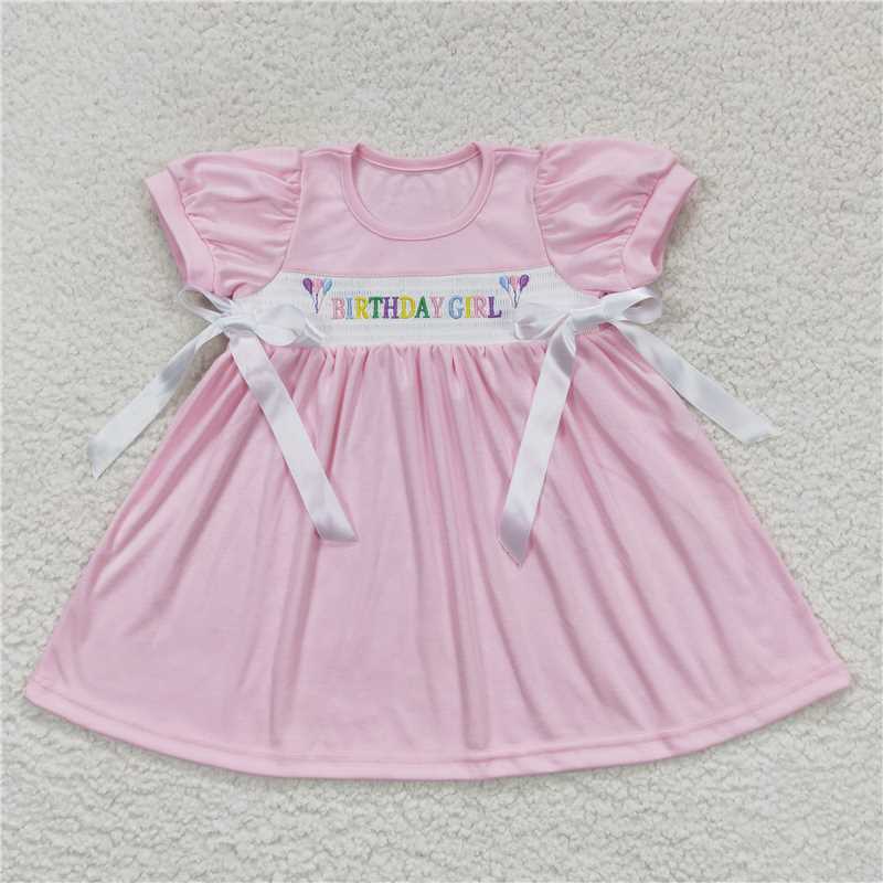 8.2 RTS NO MOQ Summer Baby Girls Dresses GSD0433 Birthday Girl Bows Smocked Dresses