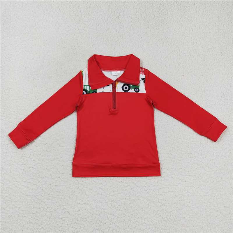 7.1 RTS NO MOQ Baby Boys Long Sleeve BT0347 Long Sleeve Fall Farm Pullover Tee Shirts