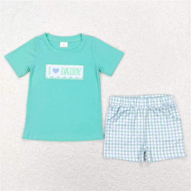 RTS NO MOQ Baby Boys kids Summer Sets BSSO0406 I Love Daddy Shirt Shorts Father's Day Outfits Clothing Sets